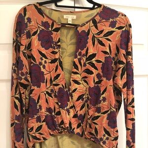 Silence + Noise Floral Print Long Sleeve Blouse